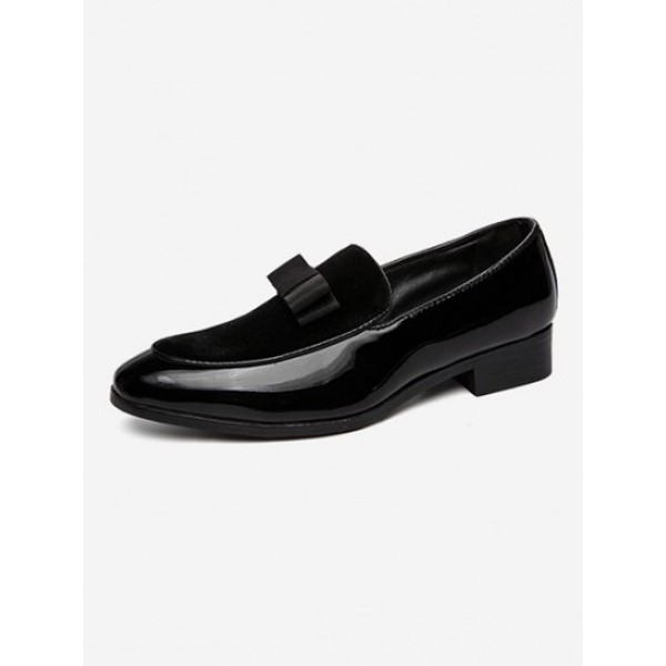 Bow Decor Velvet Panel Loafers