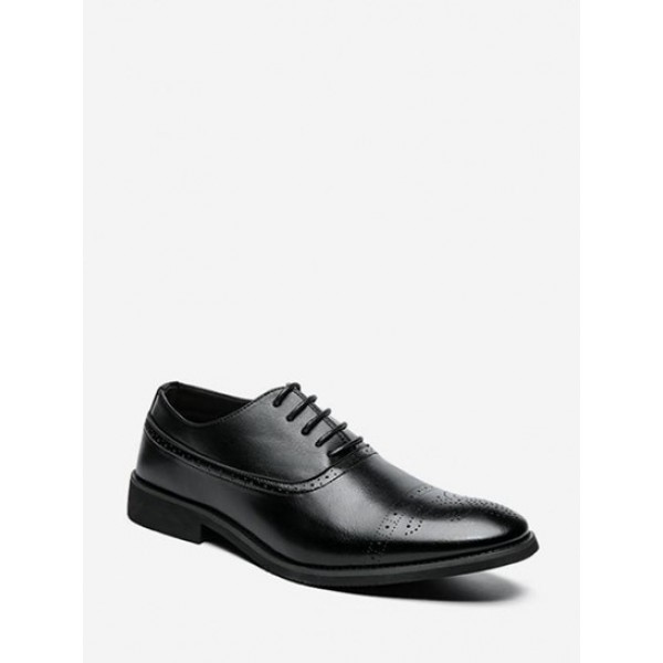 Wingtip Detail Lace-up Business Formal Shoes