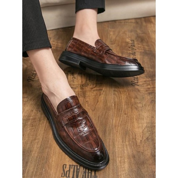 Embossed Slip On Faux Leather Shoes