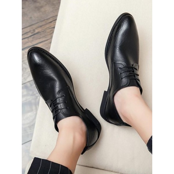 Portability Solid Color Business Faux Leather Shoes