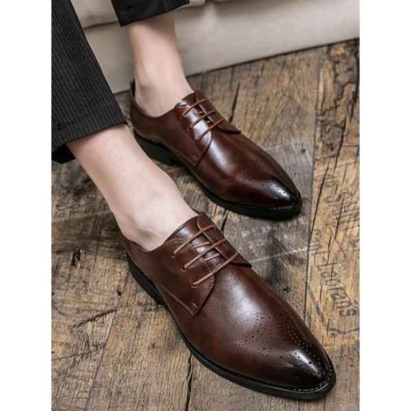 Lace Up Front Wingtip Detail Business Shoes