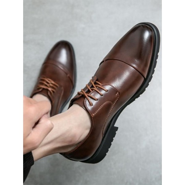 Pointed Toe Lace-up Front Formal Leather Shoes