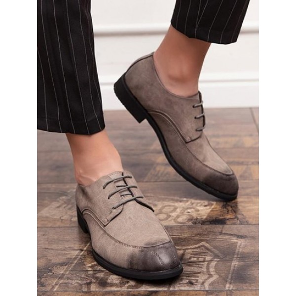 Lace-up Front Low-top Casual Leather Shoes