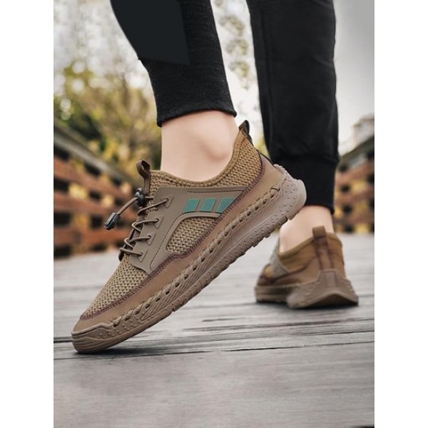 Men Elastic String Design Breathable Casual Shoes