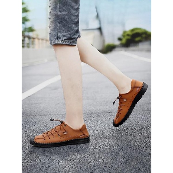 Men Summer Hollow Out Solid Color Casual Shoes