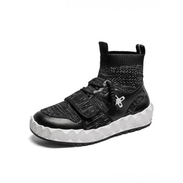 High Top Breathable Hook And Loop Running Shoes