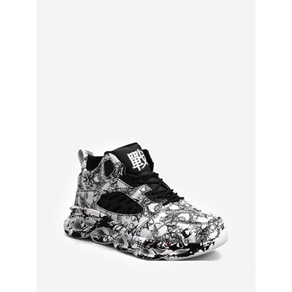 High-top Mesh Graffiti Sneakers