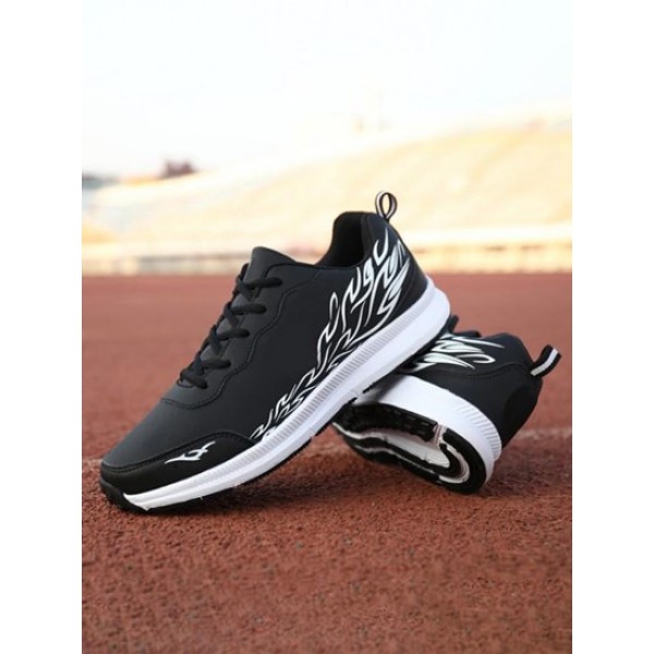 Graphic Print Colorblock Lace Up Front Sports Shoes